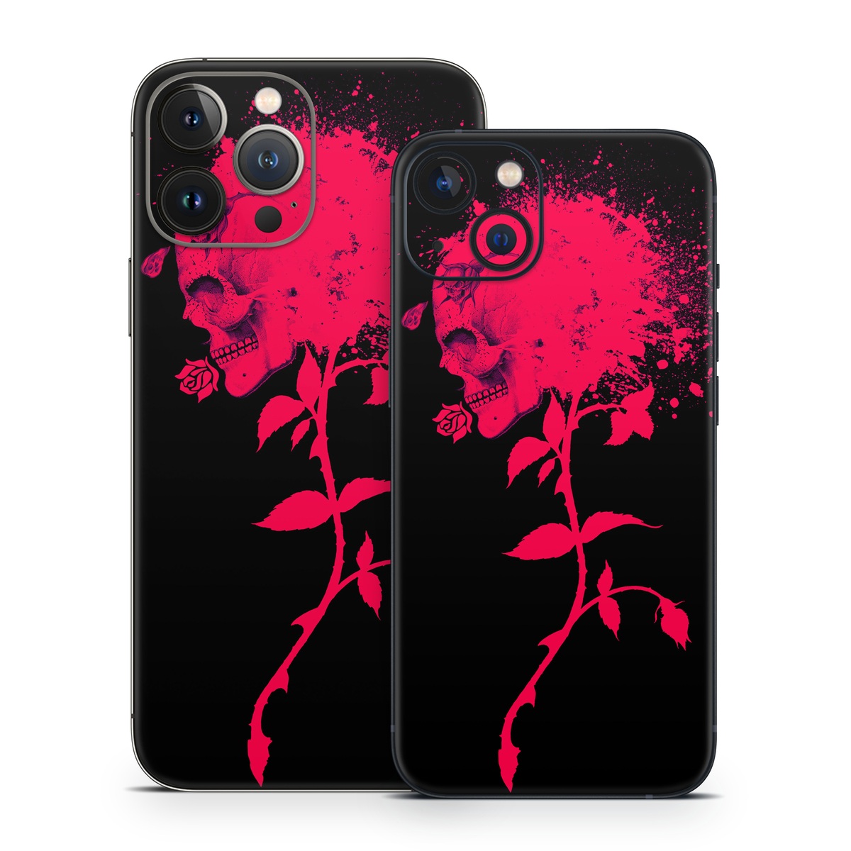 iPhone 13 Series Skin design of Red, Black, Pink, Graphic design, Magenta, Visual arts, Graphics, Illustration, Plant, Art, with black, red colors