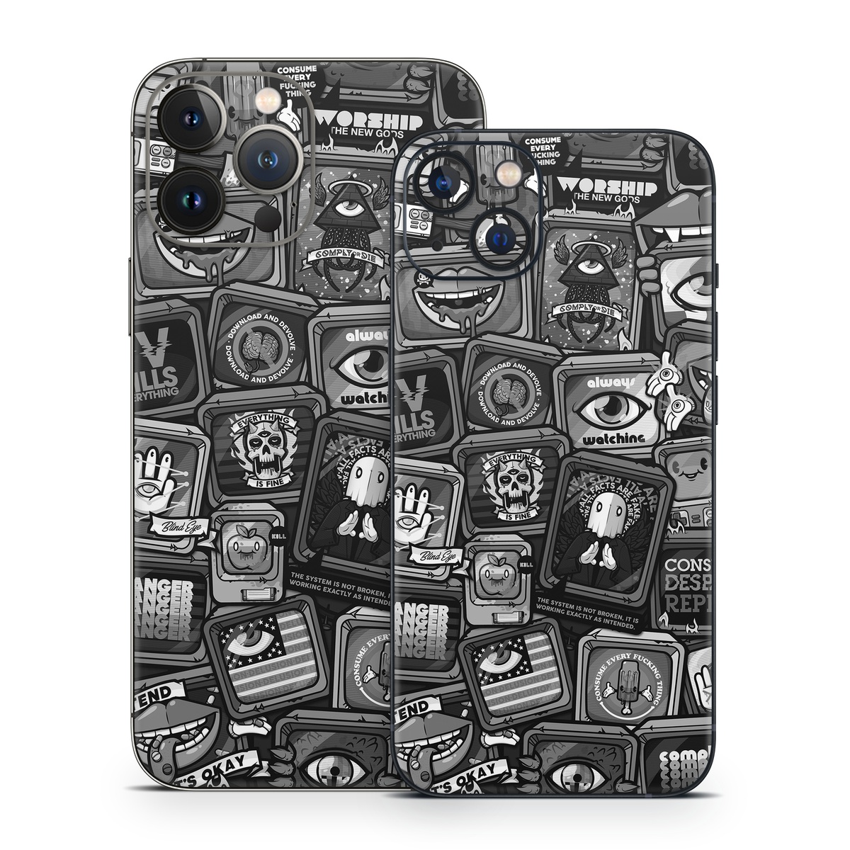 iPhone 13 Series Skin design of Font, Text, Pattern, Black-and-white, Design, Photography, Stock photography, Illustration, Monochrome, Drawing, with black, white, gray colors