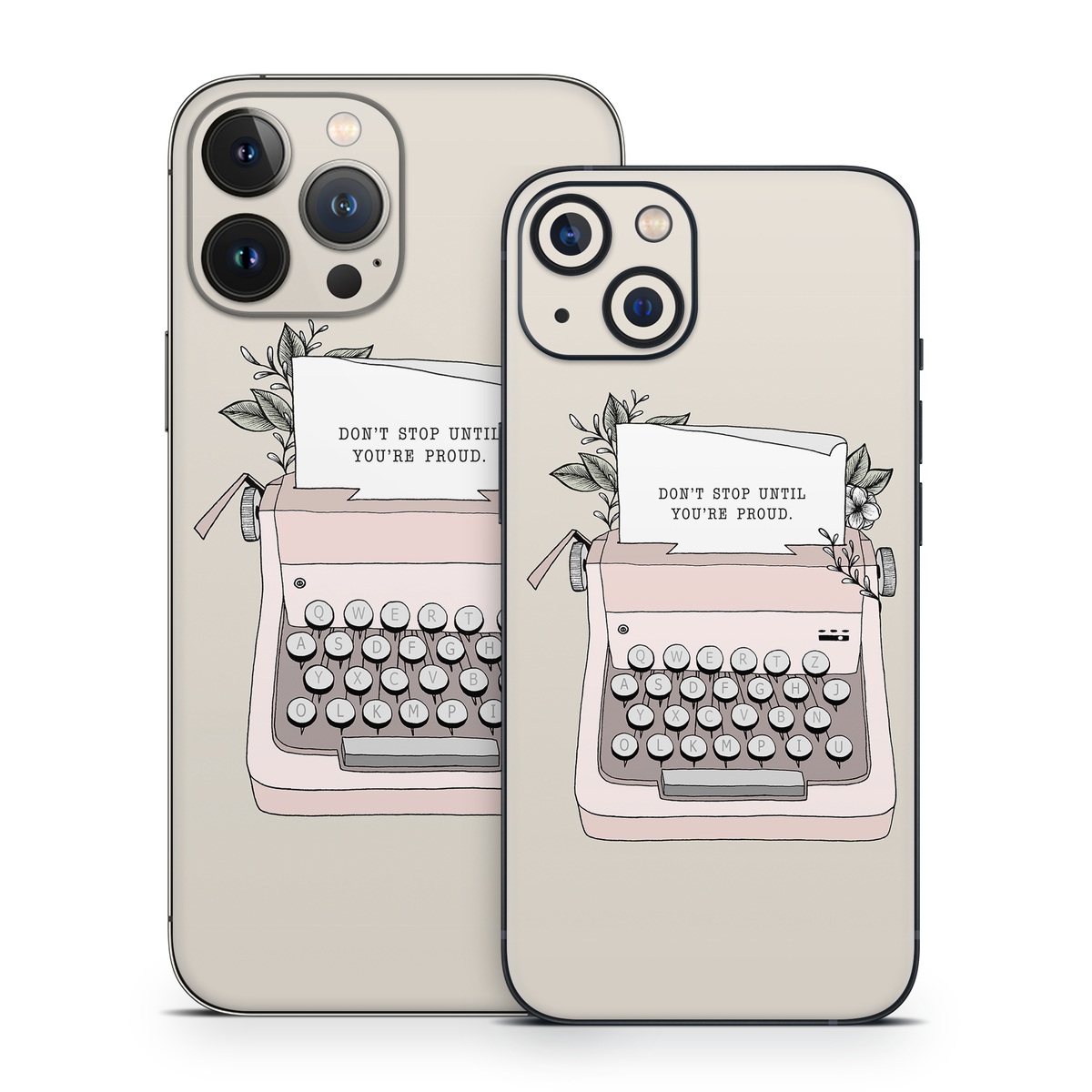 iPhone 13 Series Skin design of Typewriter, Office equipment, Space bar, Office supplies, Illustration, with black, white, pink colors