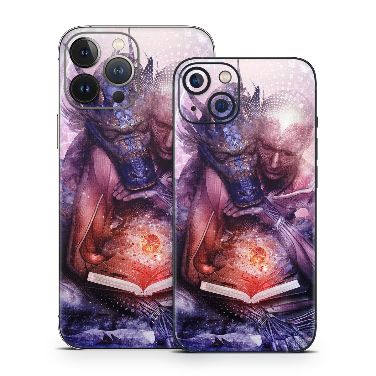 iPhone 13 Series Skin design of Cg artwork, Illustration, Graphic design, Fictional character, Mythology, Graphics, Space, Art, Darkness, with blue, black, red, yellow, white colors