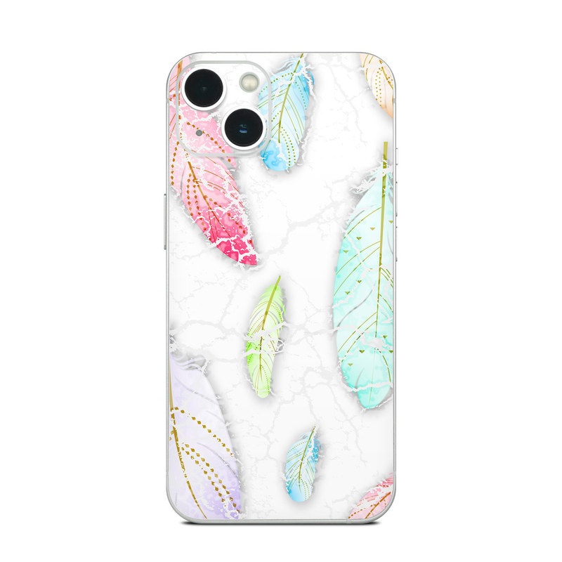 iPhone 13 Series Skin design of Feather, Fashion accessory, Jewellery, with red, blue, green, purple, white, brown colors
