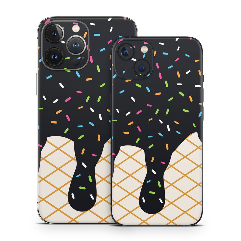 iPhone 13 Series Skin design of Orange, Graphics, Polka dot, with white, brown, yellow, black, green, pink, orange, blue colors