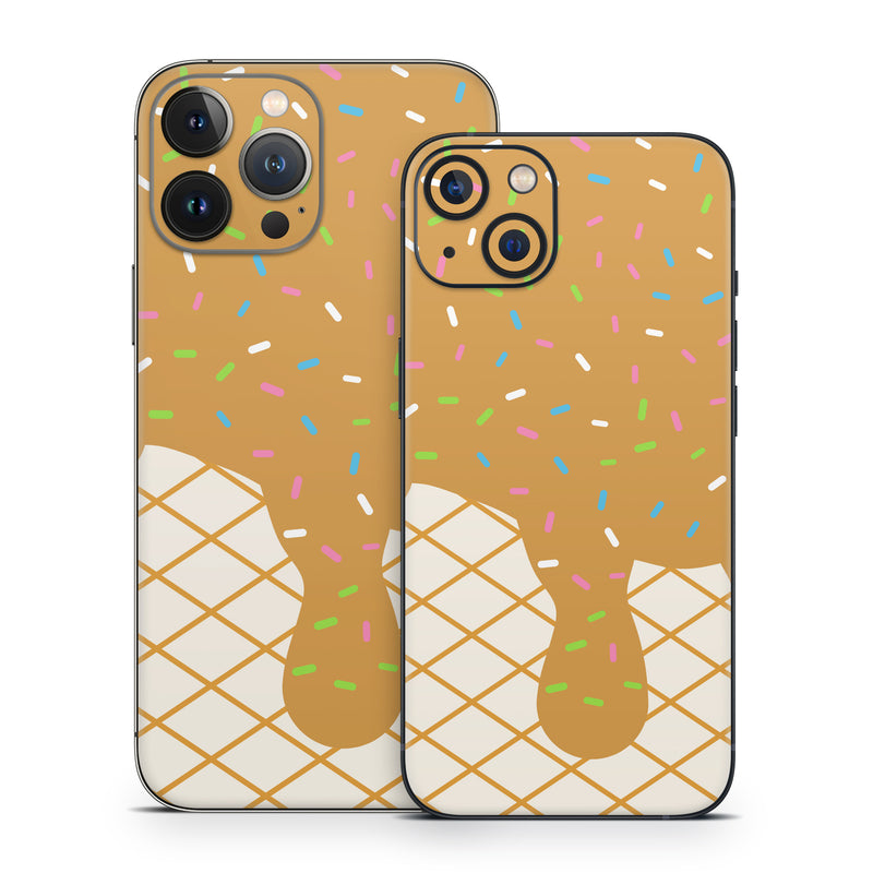 iPhone 13 Series Skin design, with white, brown, yellow, green, orange, pink, blue colors