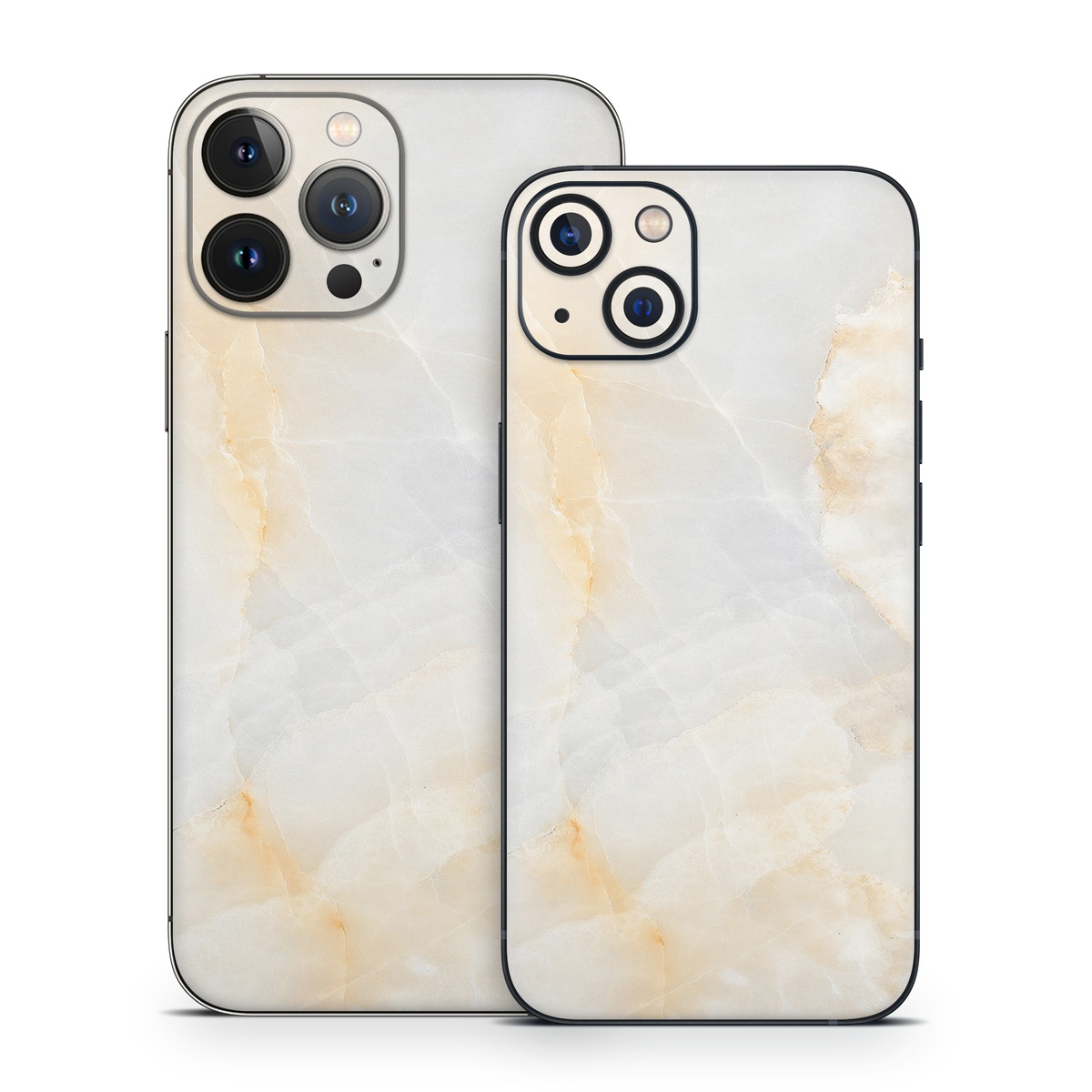 iPhone 13 Series Skin design of White, Textile, Flooring, Marble, Paper, Pattern, Fashion accessory, Tile, with white, orange, black, yellow colors