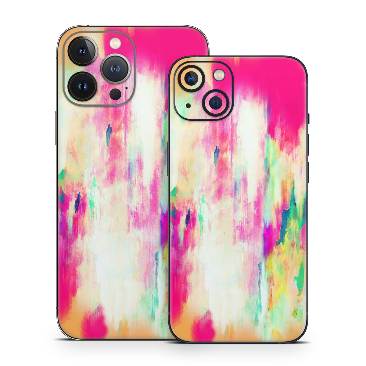iPhone 13 Series Skin design of Pink, Magenta, Art, Watercolor paint, Dye, Visual arts, Pattern, Modern art, Painting, Acrylic paint, with red, white, green colors