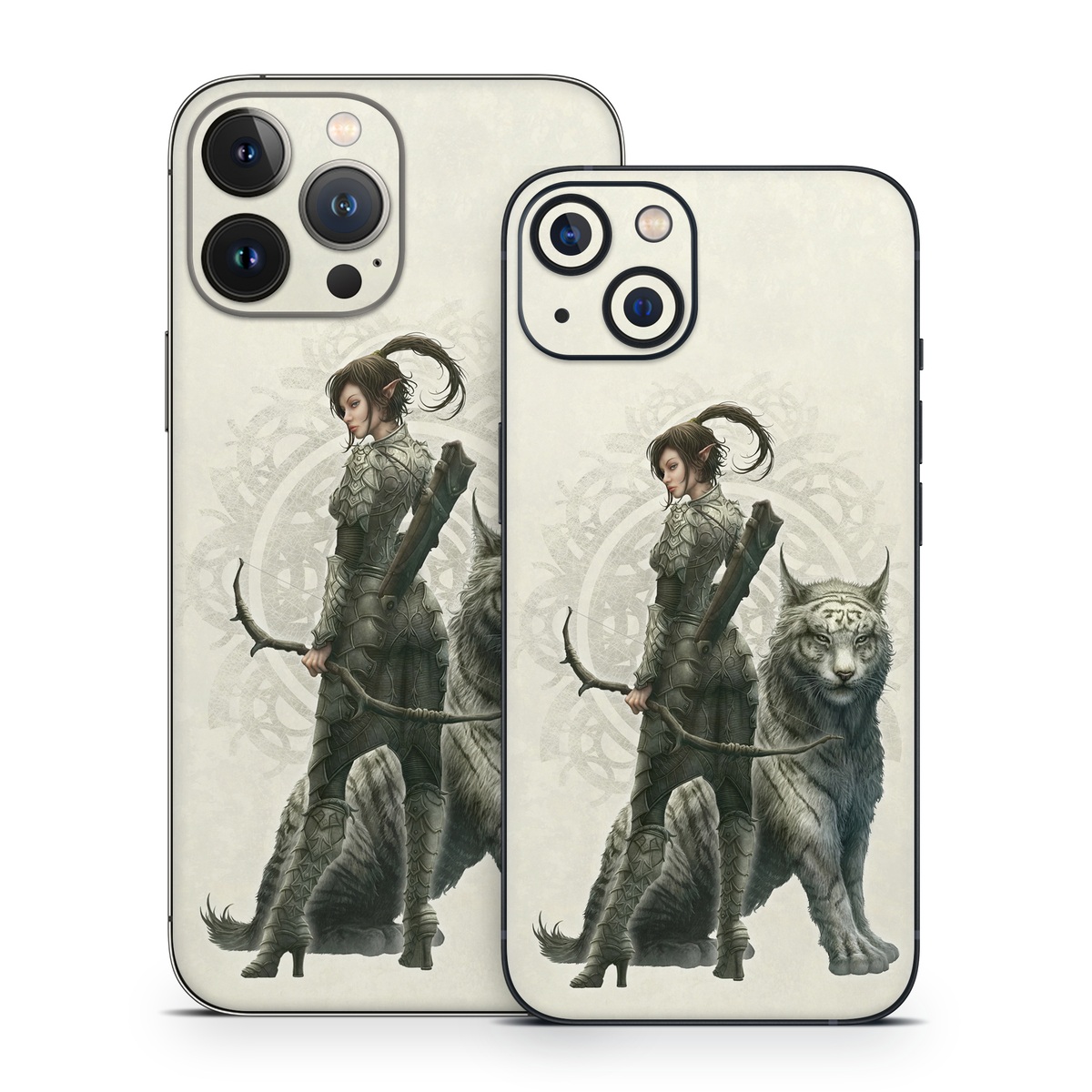 iPhone 13 Series Skin design of Illustration, Fictional character, Drawing, Woman warrior, Art, Mythology, Sketch, with gray, black, pink, yellow, green colors