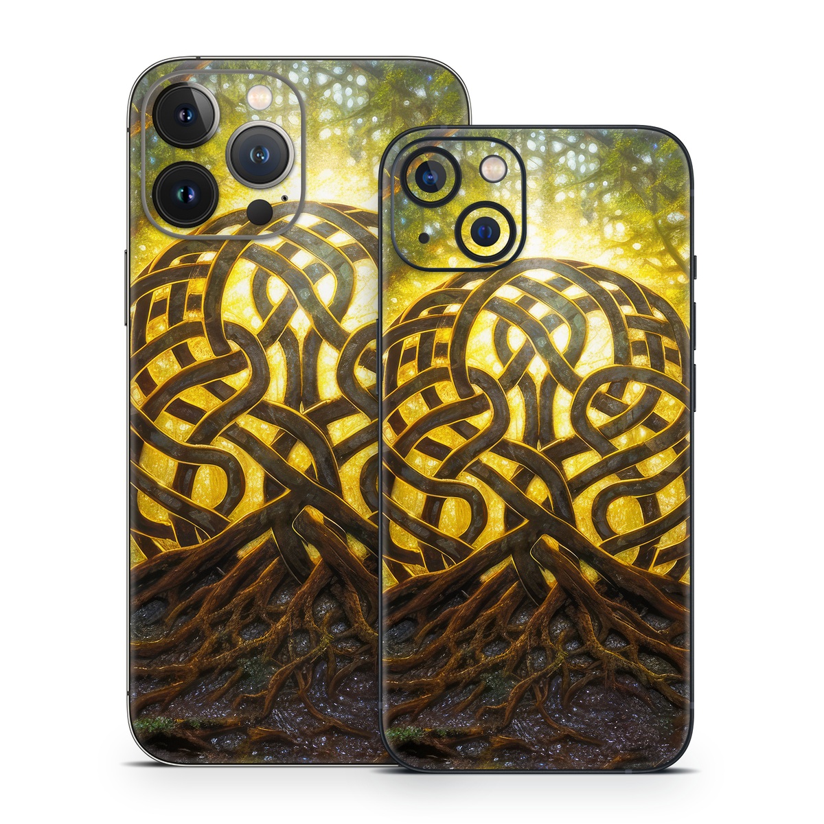 iPhone 13 Series Skin design of Art, Pattern, Circle, Symmetry, Tints and shades, Visual arts, Design, Electric blue, Graphics, Font, with green, brown, black, gray, yellow, orange, white colors