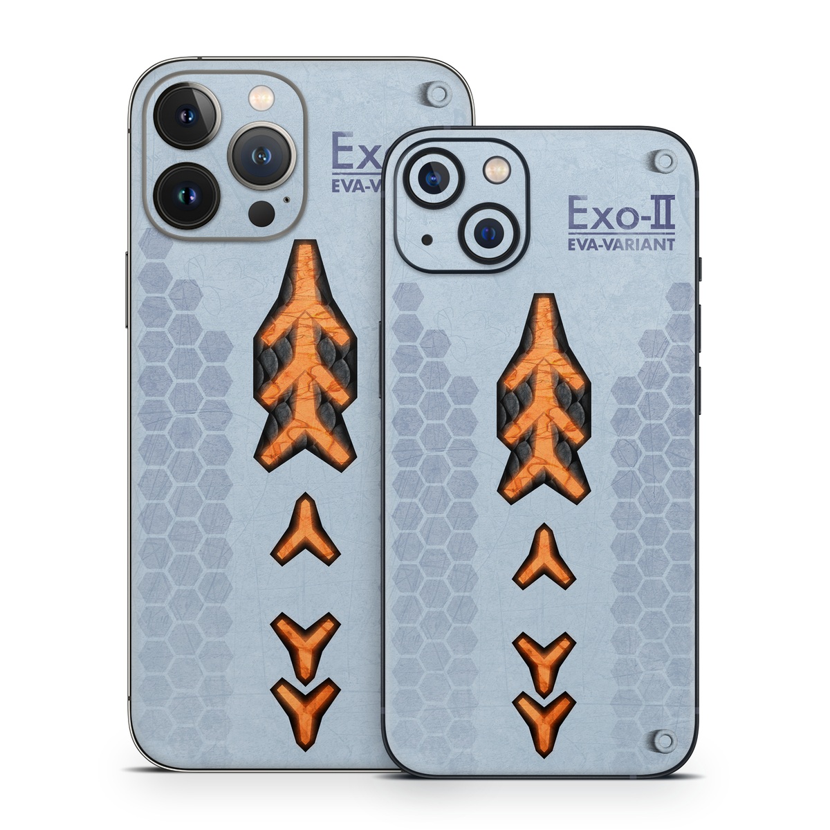 iPhone 13 Series Skin design of Blue, Symbol, Graphics, with blue, black, yellow, orange, gray colors