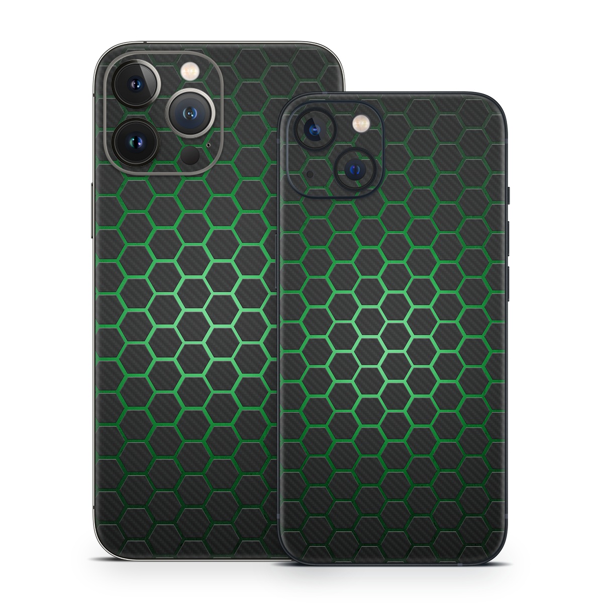 iPhone 13 Series Skin design of Pattern, Metal, Design, Carbon, Space, Circle, with black, gray, green colors