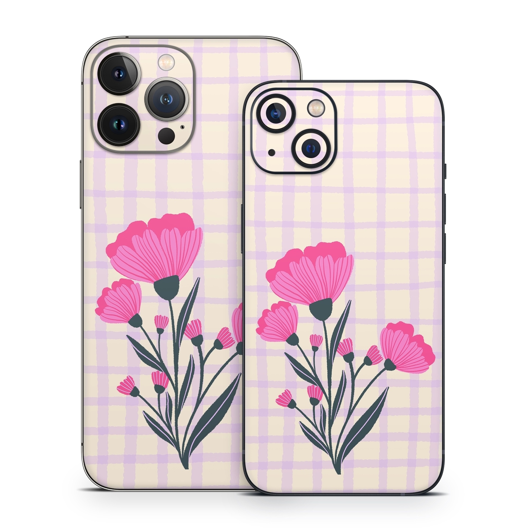 iPhone 13 Series Skin design of Flower, Plant, Petal, Product, Dishware, Textile, Creative arts, Pink, Art, Magenta, with white, green, pink, purple colors