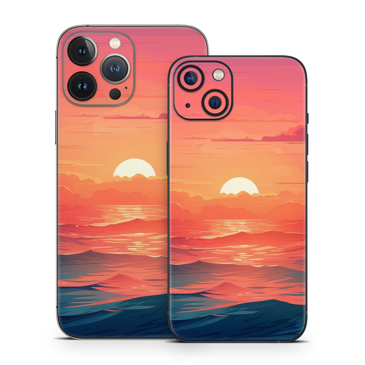 iPhone 13 Series Skin design of Cloud, Sky, Atmosphere, Daytime, Afterglow, Ecoregion, Nature, Dusk, Water, Orange, with blue, red, yellow, orange, pink, black, purple colors
