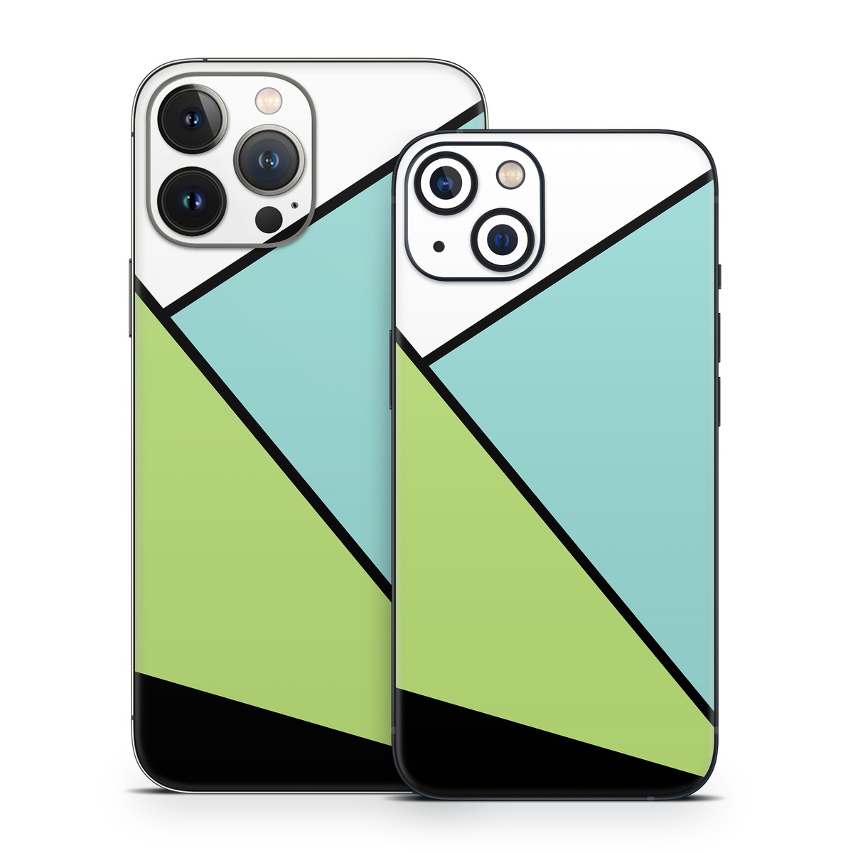 iPhone 13 Series Skin design of Green, Line, Blue, Triangle, Design, Parallel, Pattern, Graphic design, Slope, with white, black, green, blue colors