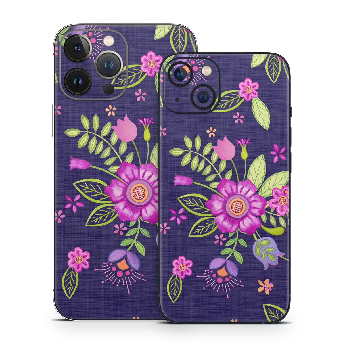 iPhone 13 Series Skin design of Pink, Pattern, Magenta, Purple, Violet, Floral design, Lilac, Textile, Visual arts, Pedicel, with black, gray, purple, green, blue colors
