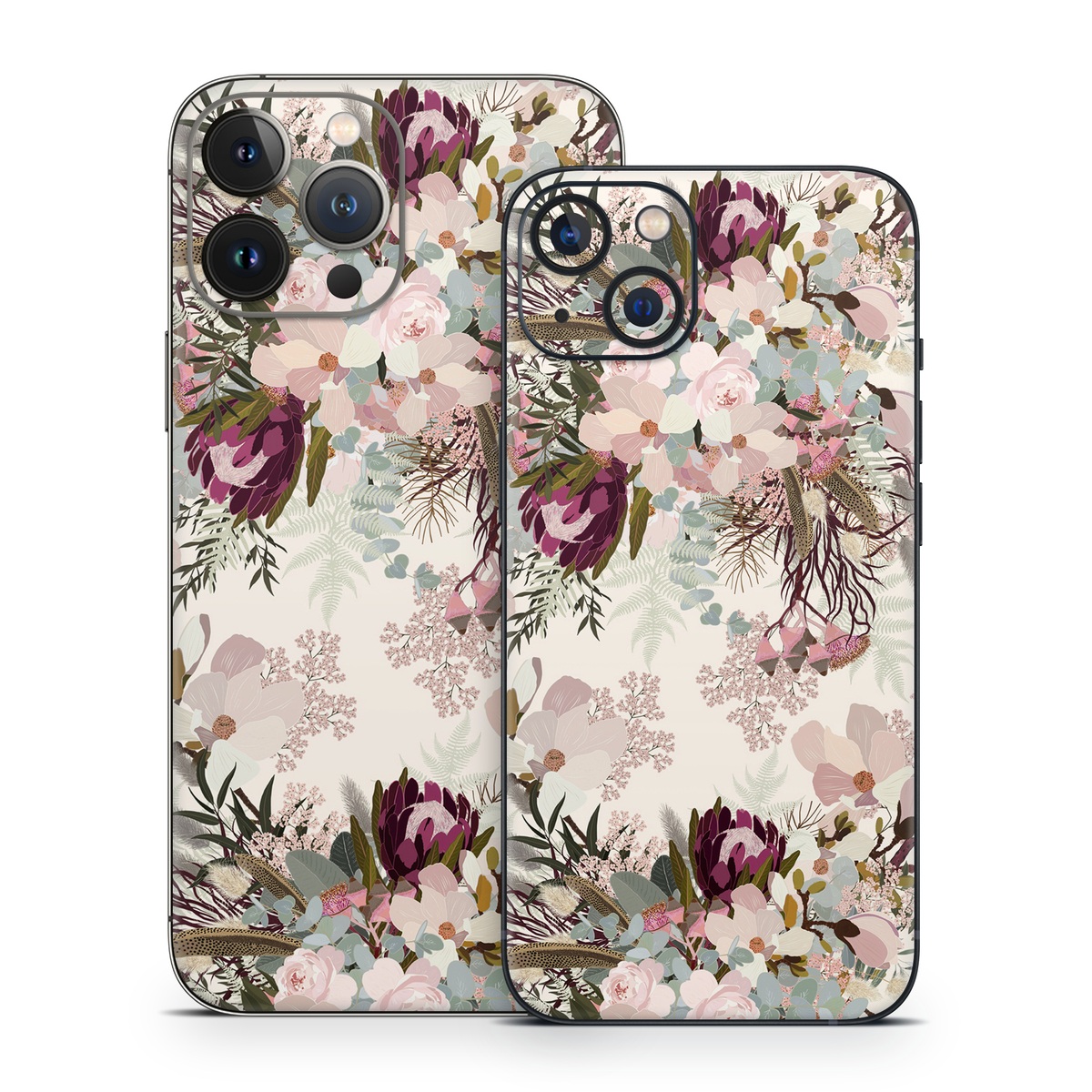 iPhone 13 Series Skin design of Pink, Pattern, Lilac, Flower, Plant, Petal, Floral design, Textile, Design, Blossom, with white, red, pink, blue, brown colors