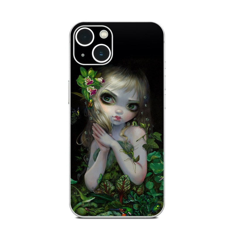 iPhone 13 Series Skin design of Green, Doll, Fictional character, Lip, Plant, Supervillain, Flower, Illustration, Ivy, Fawn, with black, white, green, red colors