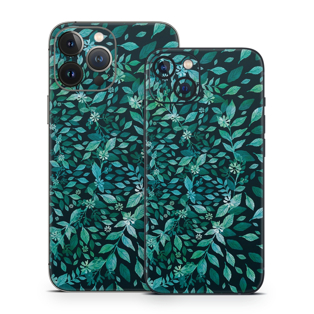 iPhone 13 Series Skin design of Green, Aqua, Organism, Turquoise, Natural environment, Teal, Marine biology, Water, Leaf, Plant, with black, green, white colors