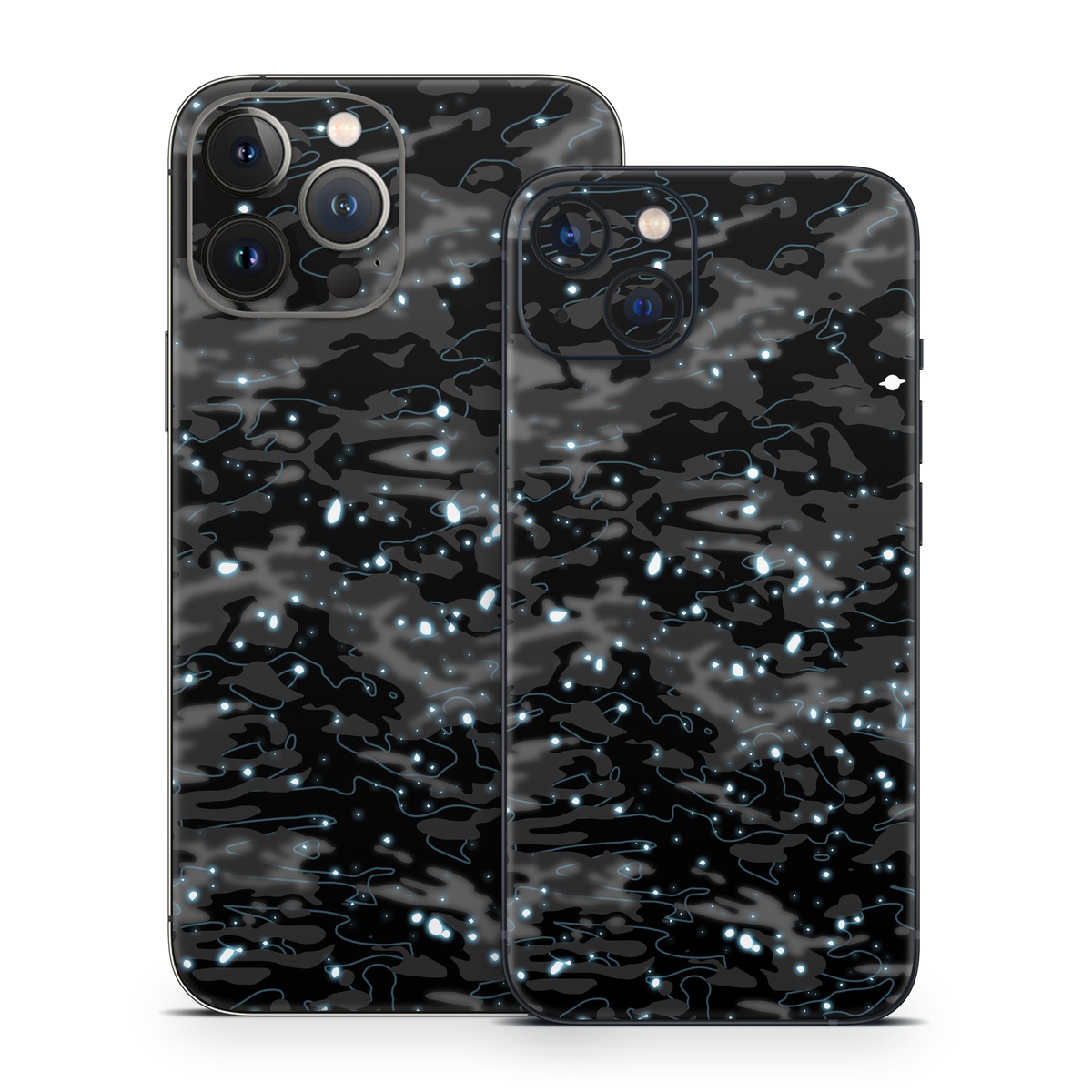 iPhone 13 Series Skin design of Black, Water, Space, Black-and-white, Granite, with blue, white, gray, blue colors