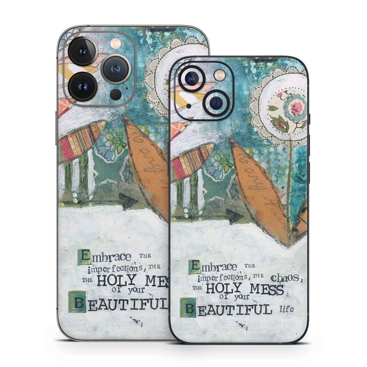 iPhone 13 Series Skin design of Leaf, Font, Plant, Illustration, Art, with blue, white, green, red, orange, yellow colors
