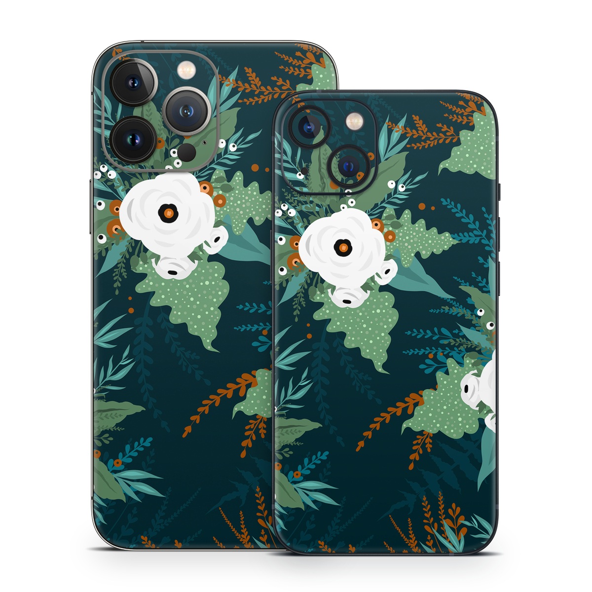 iPhone 13 Series Skin design of Pattern, Branch, Tree, Illustration, Design, Plant, Textile, Art, Visual arts, Space, with green, white, red, blue colors