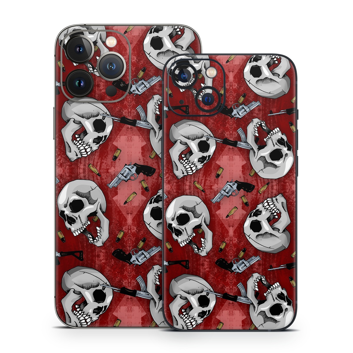iPhone 13 Series Skin design of Skull, Red, Bone, Personal protective equipment, Skeleton, Mask, Font, Sports gear, Headgear, Pattern, with black, red, gray colors