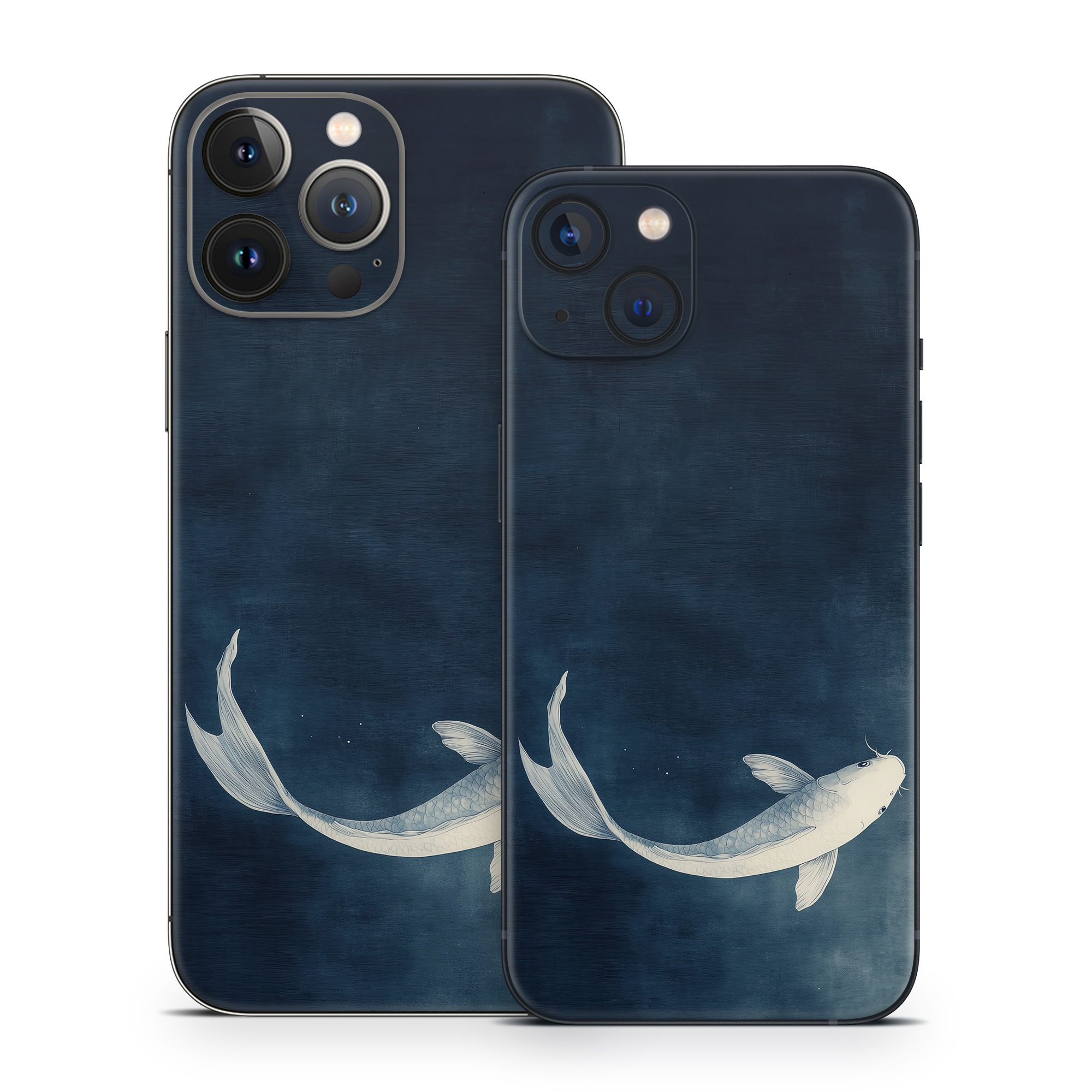 iPhone 13 Series Skin design of Water, Liquid, Art, Wing, Beak, Feather, Seabird, Electric blue, Fish, Tail, with black, blue, white, gray colors