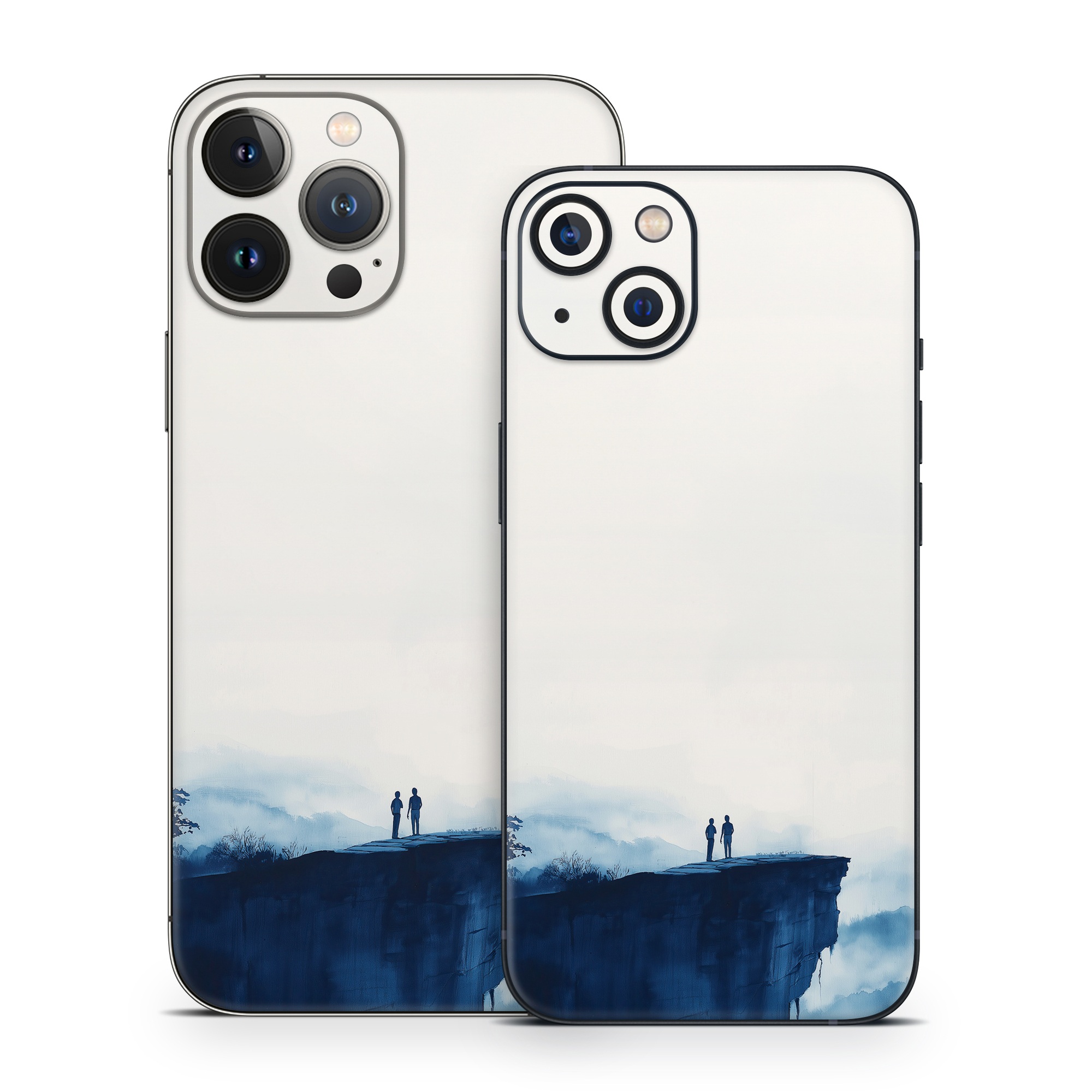 iPhone 13 Series Skin design of Cloud, Water, Sky, Slope, Mountain, Terrain, People in nature, Horizon, Landscape, Calm, with black, blue, white, gray colors