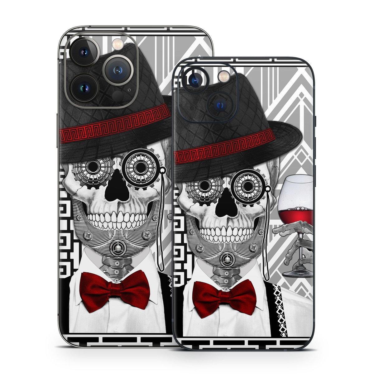 iPhone 13 Series Skin design of Cartoon, Poster, Font, Illustration, Headgear, Games, Photo caption, Fictional character, Graphic design, Hat, with black, white, red colors