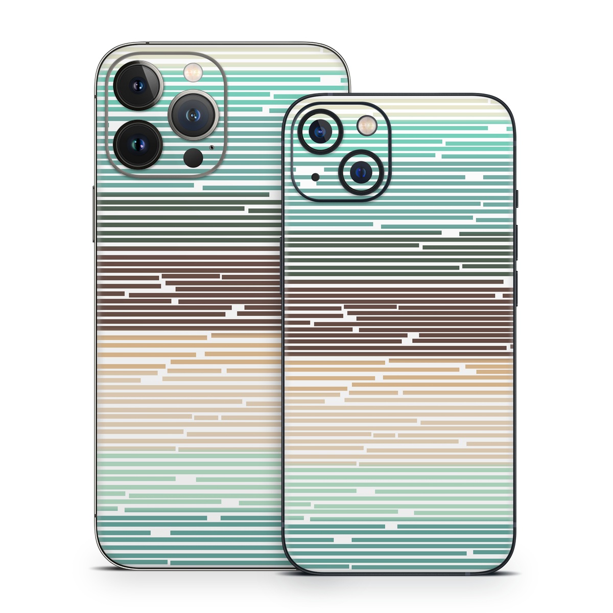 iPhone 13 Series Skin design of Line, Parallel, Pattern, with blue, brown, yellow, orange colors