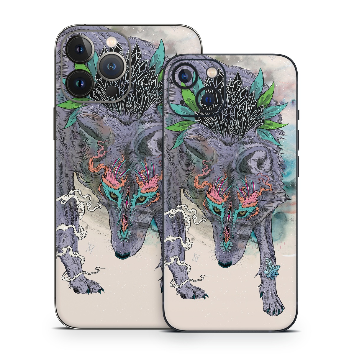 iPhone 13 Series Skin design of Illustration, Boar, Art, Drawing, Fictional character, Sketch, Suidae, with gray, pink, black, blue, yellow colors