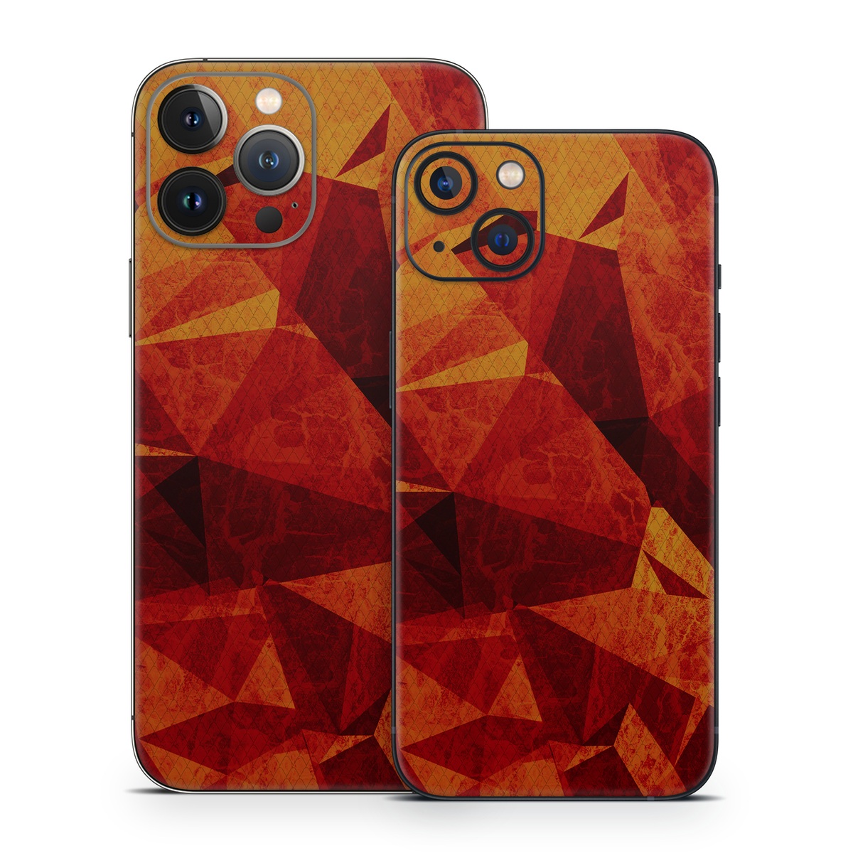 iPhone 13 Series Skin design of Orange, Red, Yellow, Triangle, Pattern, Amber, Design, Art, Visual arts, Modern art, with black, orange, yellow colors