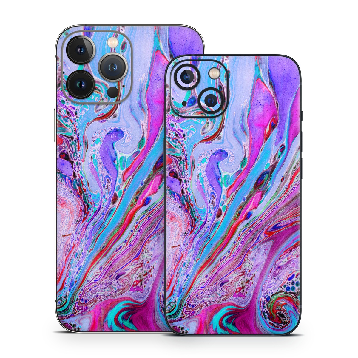 iPhone 13 Series Skin design of Pink, Purple, Pattern, Design, Visual arts, Art, Psychedelic art, Magenta, Acrylic paint, Colorfulness, with pink, purple, blue, green colors