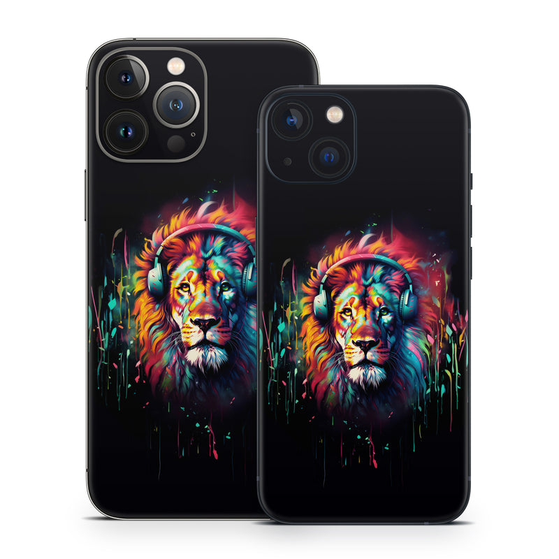iPhone 13 Series Skin design of Felidae, Siberian tiger, Bengal tiger, Carnivore, Big cats, Tiger, Painting, Art, Font, Paint, with black, red, yellow, orange, green, blue, pink colors
