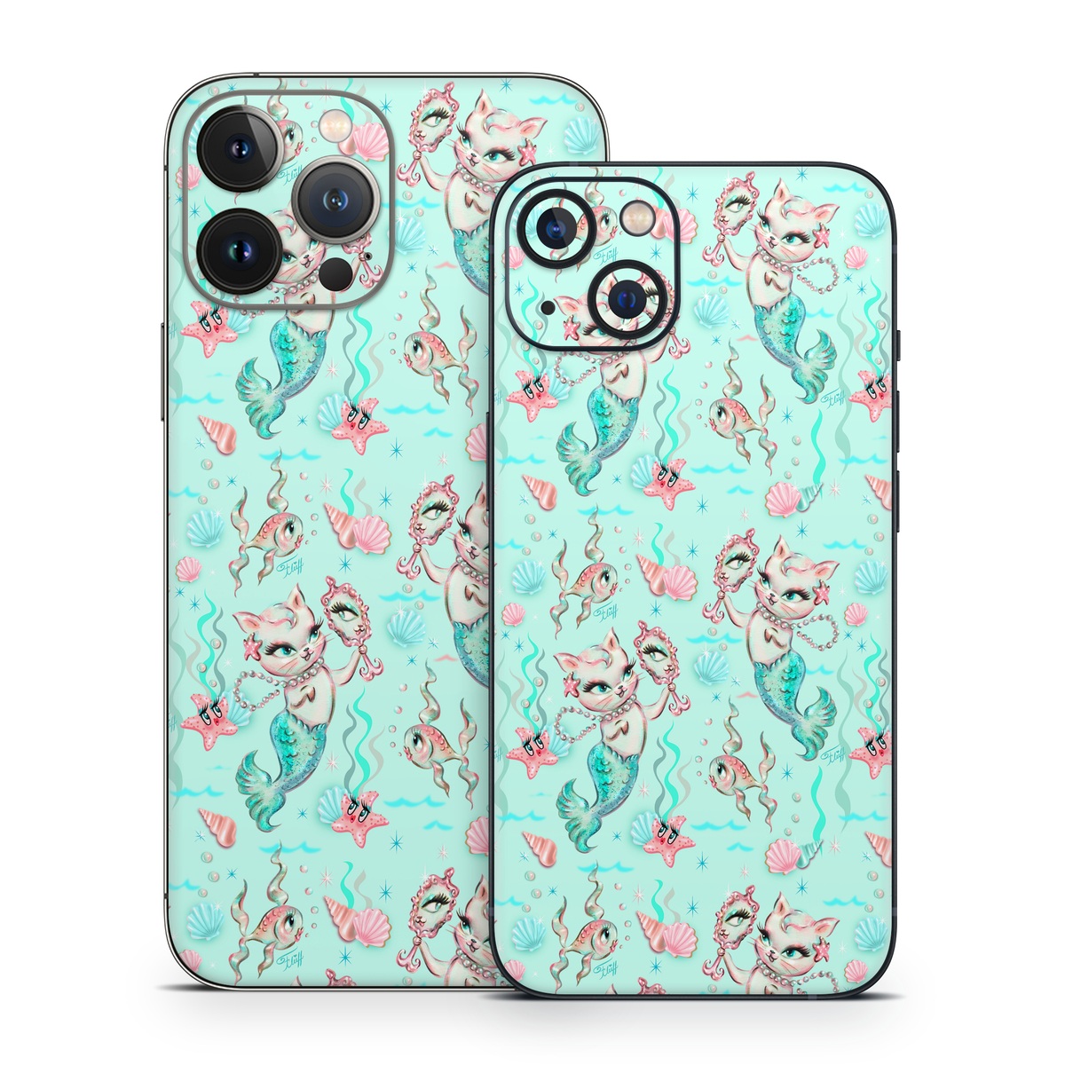 iPhone 13 Series Skin design of Green, Aqua, Pattern, Teal, Turquoise, Pink, Textile, Wrapping paper, Design, with blue, pink, white, green colors