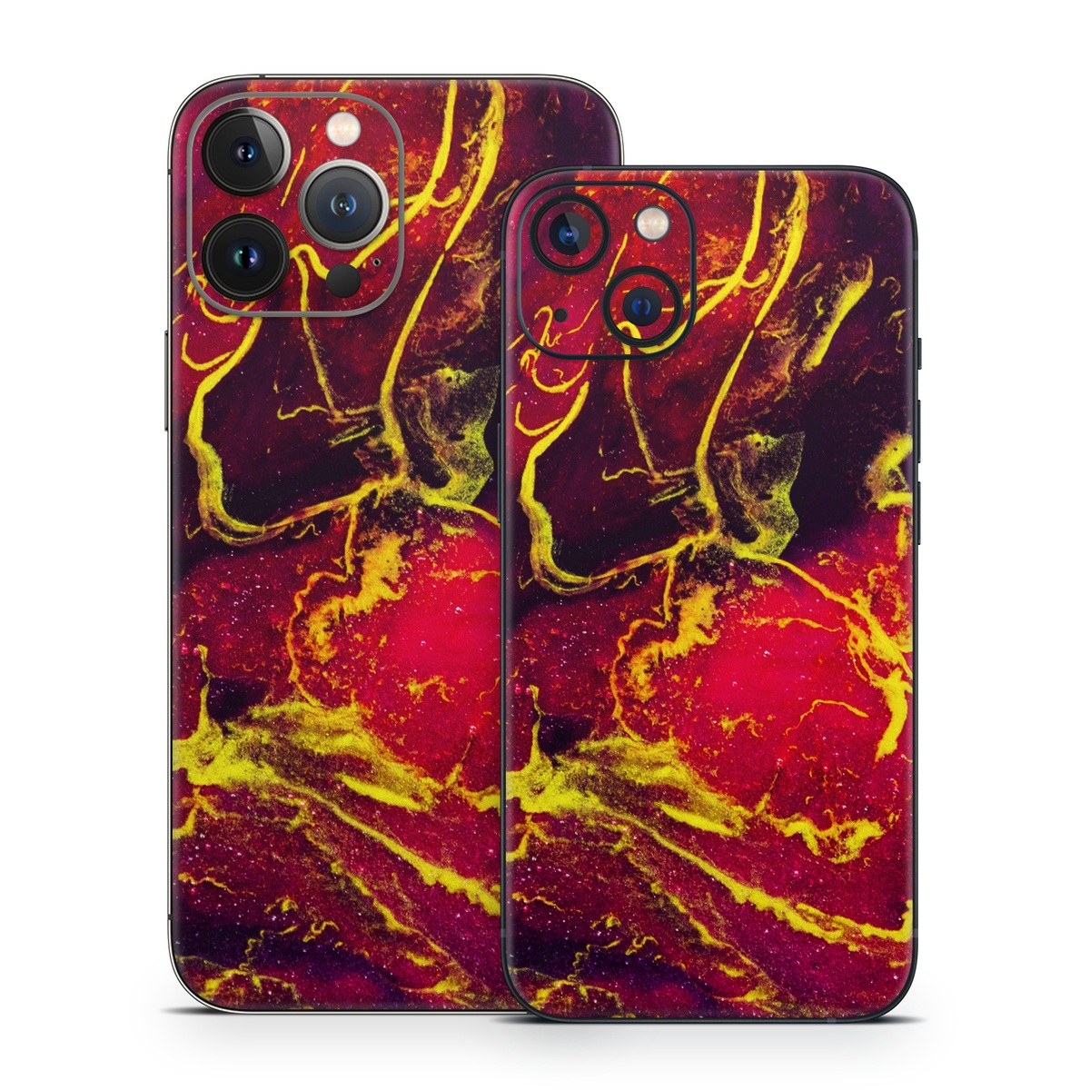 iPhone 13 Skin design of Red, Purple, Geological phenomenon, Pattern, Fractal art, Art, Fictional character, Graphics with red.yellow, black colors