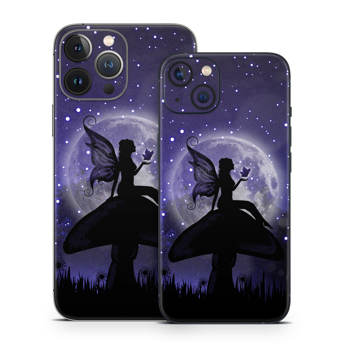 iPhone 13 Series Skin design of Purple, Sky, Moonlight, Cg artwork, Fictional character, Darkness, Night, Illustration, Space, Star, with black, blue, gray, purple colors