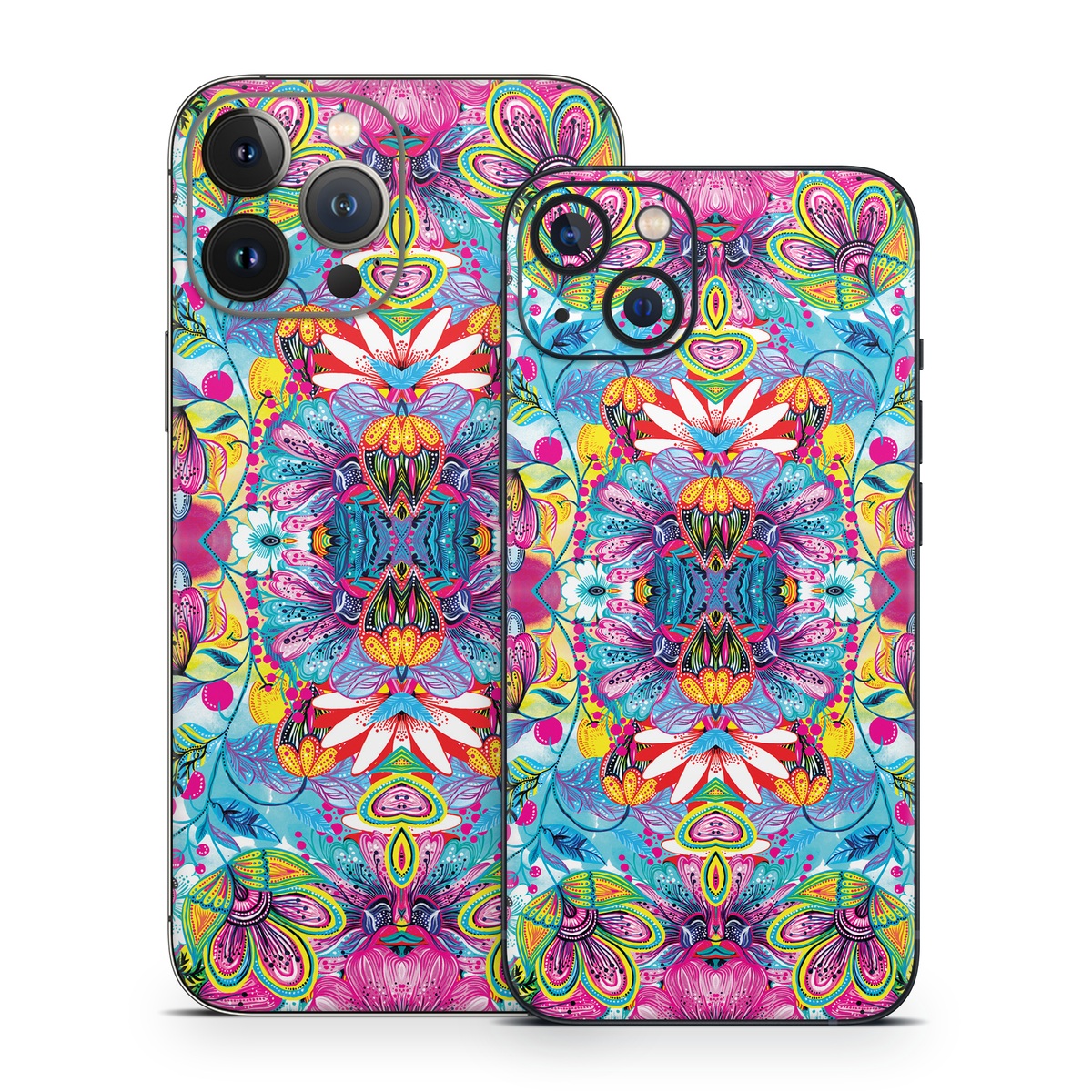 iPhone 13 Series Skin design of Pattern, Psychedelic art, Design, Textile, Visual arts, Art, Magenta, Motif, Symmetry, Paisley, with pink, blue, purple, yellow, orange, green, red colors