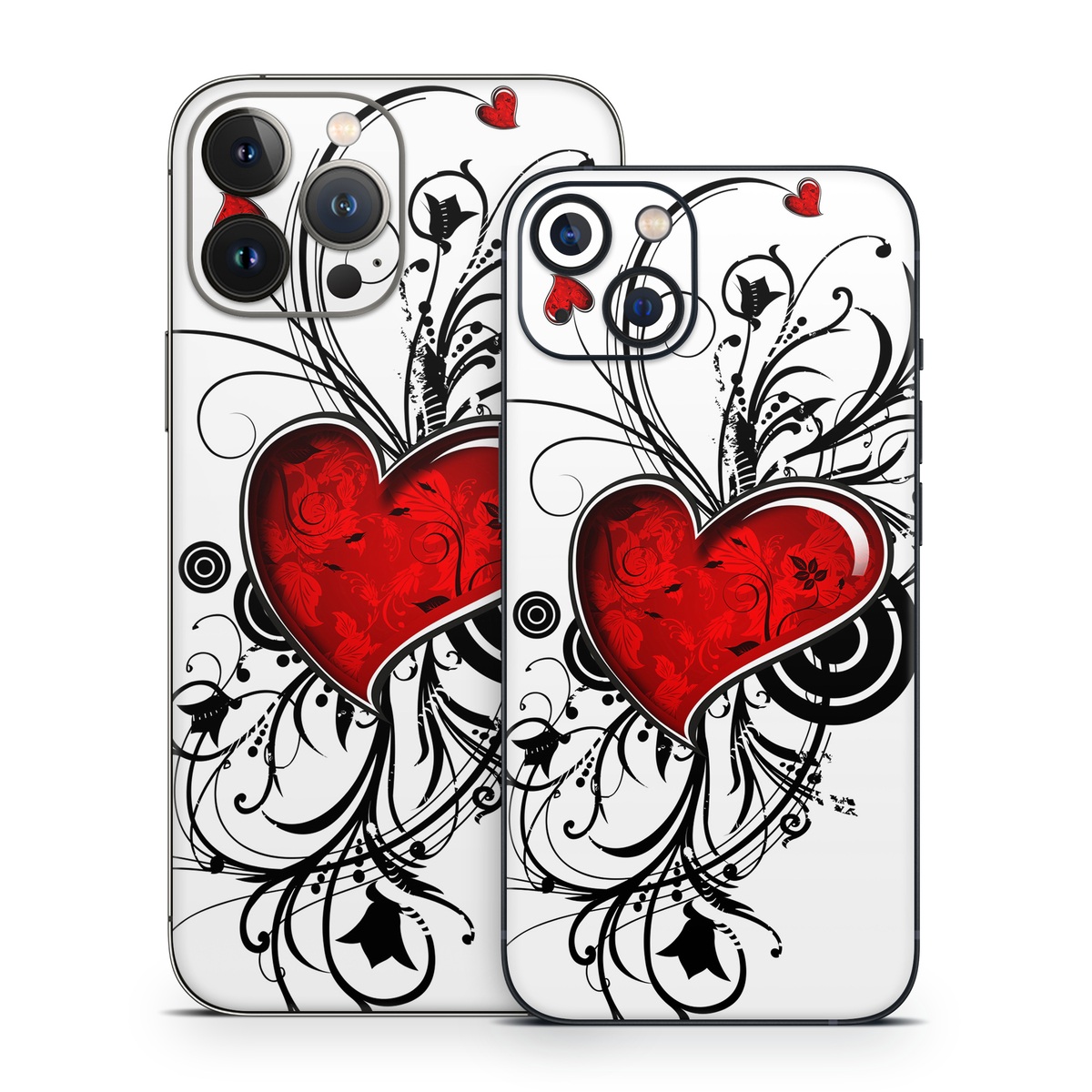 iPhone 13 Series Skin design of Heart, Line art, Love, Clip art, Plant, Graphic design, Illustration, with white, gray, black, red colors