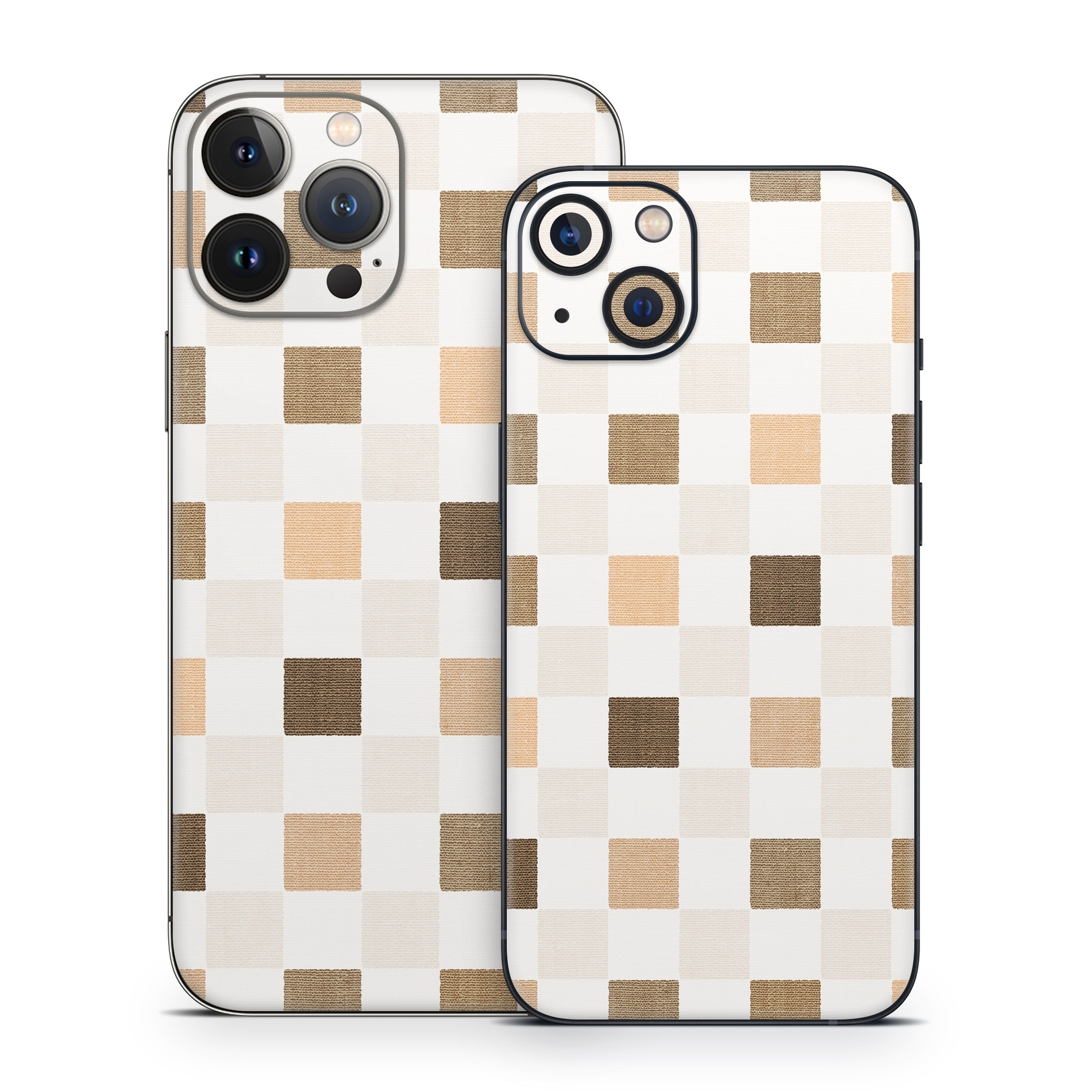 iPhone 13 Series Skin design of Brown, Rectangle, Beige, Textile, Sleeve, Grey, Khaki, Material property, Symmetry, Art, with white, gray, brown colors