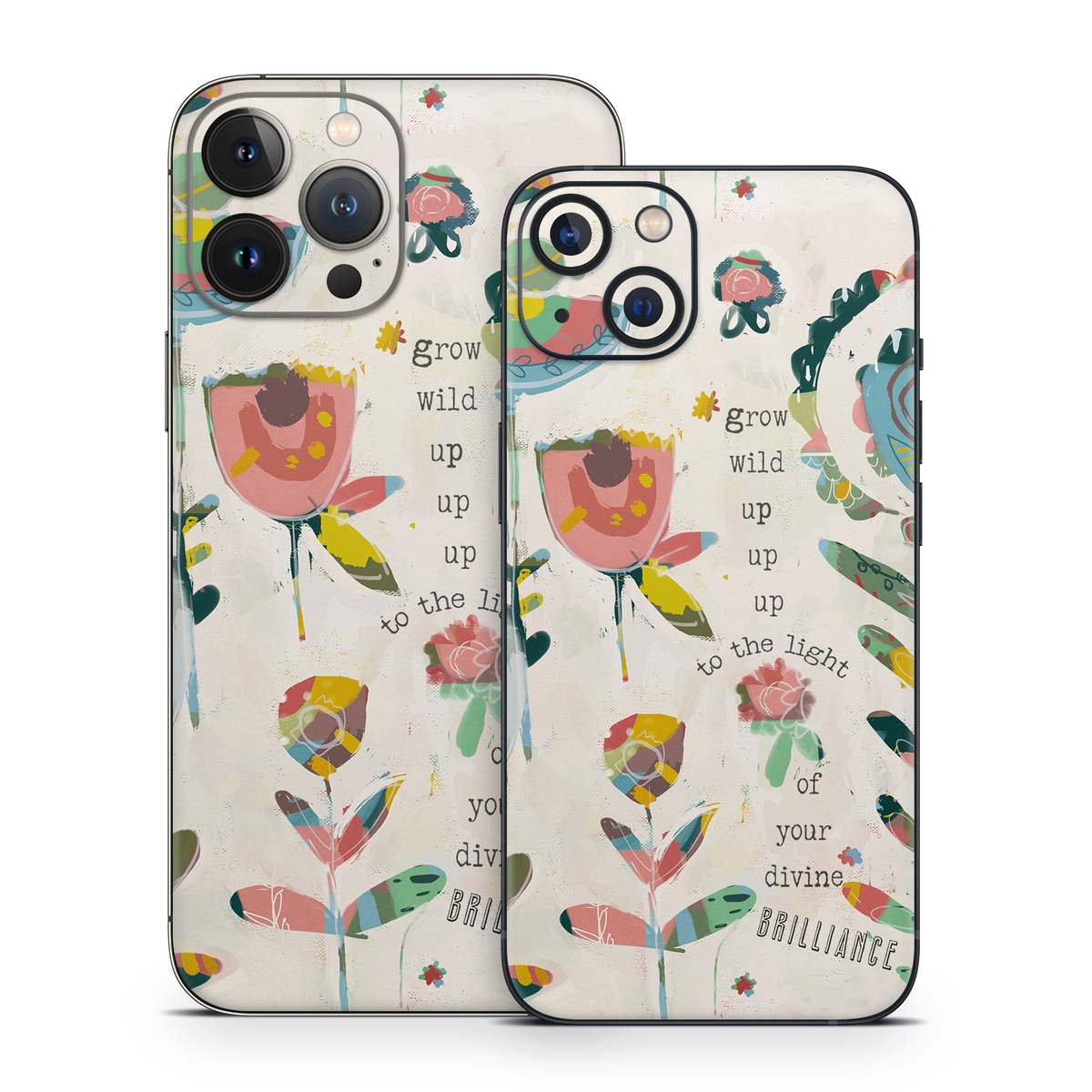 iPhone 13 Series Skin design of Textile, Organism, Font, Creative arts, Art, Pattern, Illustration, Terrestrial plant, Painting, Drawing, with purple, black, green, yellow, blue, red colors