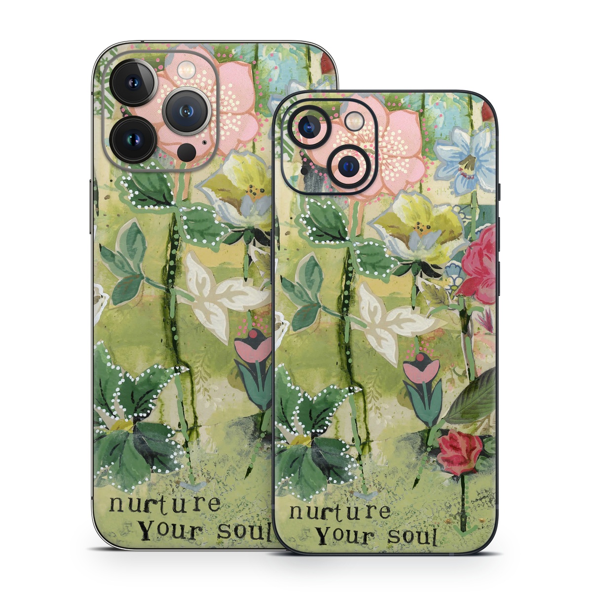 iPhone 13 Series Skin design of Flower, Plant, Botany, Pink, Wildflower, Flowering plant, Watercolor paint, Petal, Floral design, Pattern, with green, pink, red, blue, white, black colors