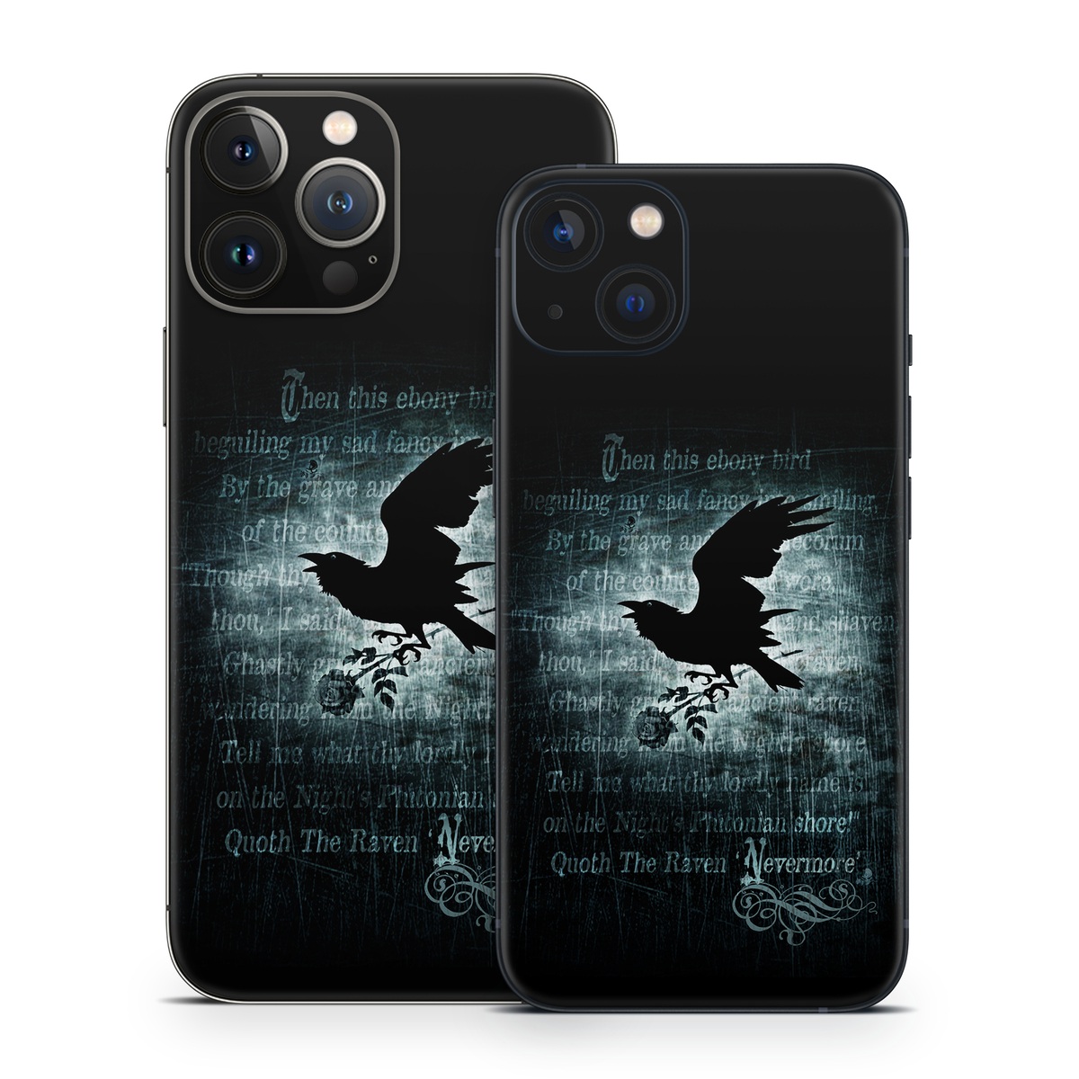 iPhone 13 Series Skin design of Bird, Text, Wing, Graphic design, Darkness, Font, Illustration, Graphics, with black, white, blue colors