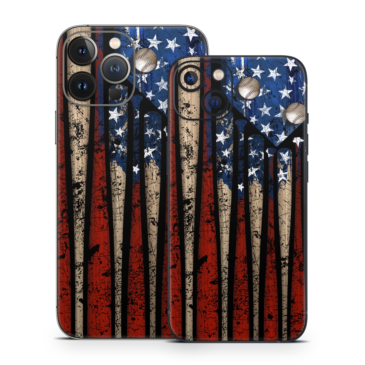 iPhone 13 Series Skin design of Baseball bat, Baseball equipment, with black, red, gray, green, blue colors