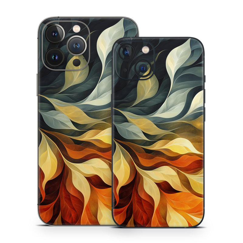 iPhone 13 Series Skin design of Yellow, Orange, Art, Brown, Visual arts, Modern art, Design, Graphics, Fractal art, Paint, with red, orange, yellow, white, black, gray colors