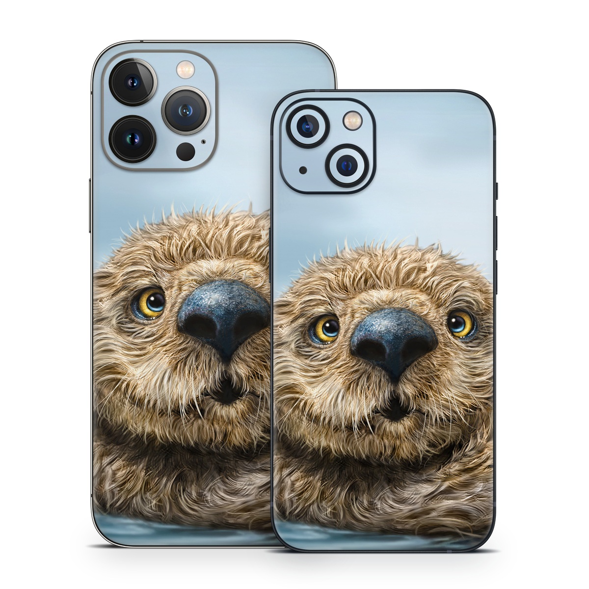 iPhone 13 Series Skin design of Mammal, Vertebrate, Otter, Sea otter, North american river otter, Marine mammal, Terrestrial animal, Mustelidae, Snout, Organism, with gray, black, blue, green, red colors