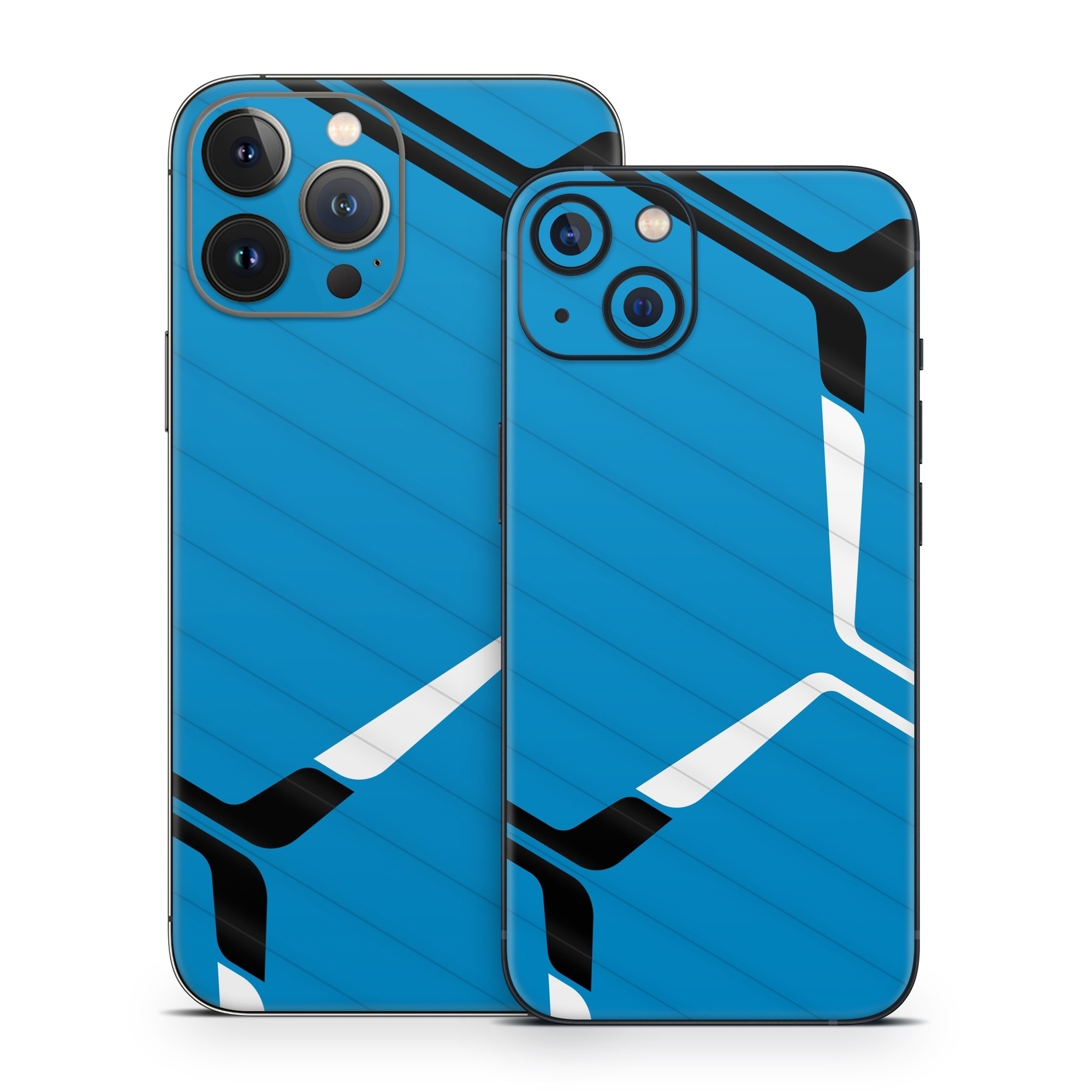 iPhone 13 Series Skin design of Azure, Triangle, Parallel, Font, Electric blue, Pattern, Symmetry, Table, Symbol, Logo, with blue, black, white colors