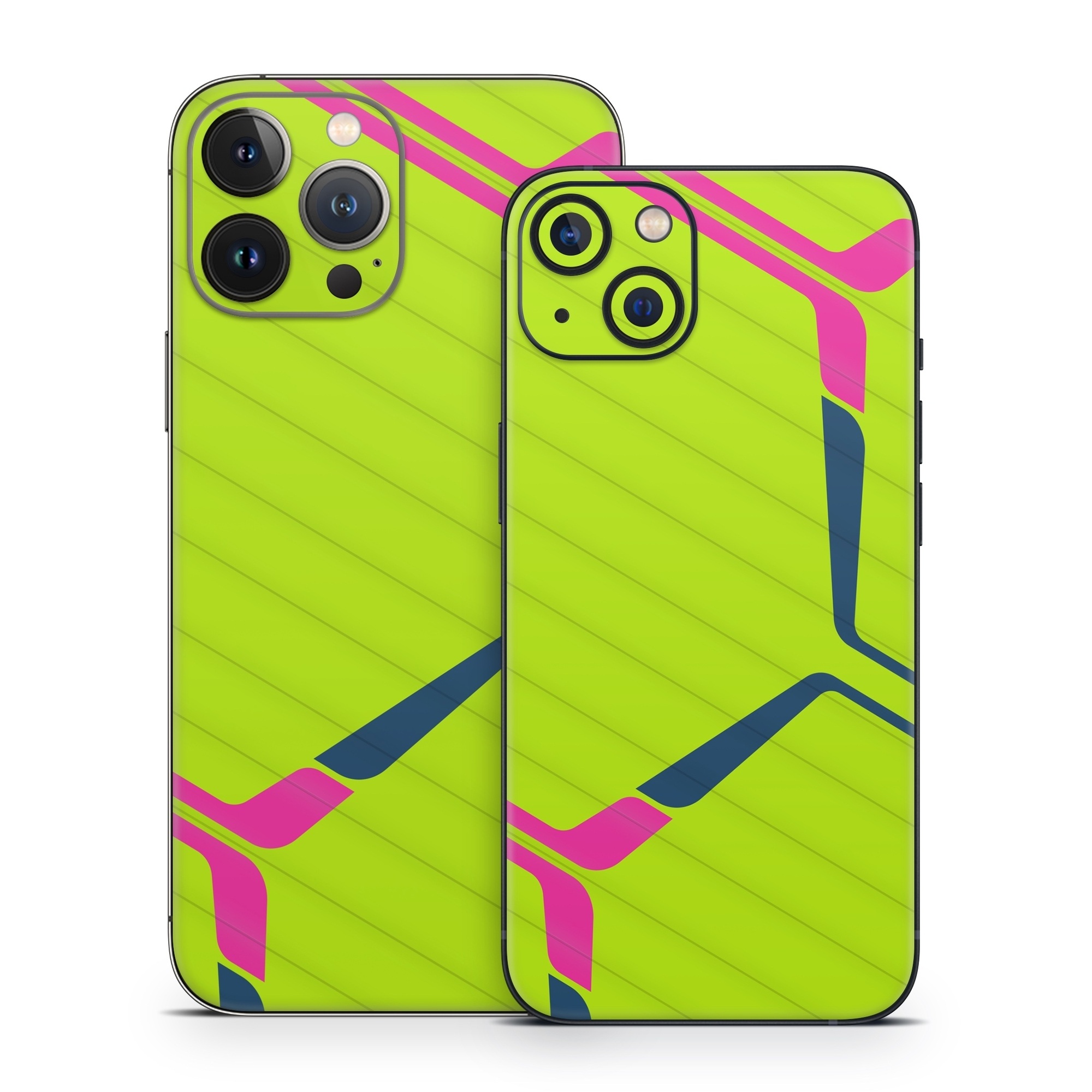 iPhone 13 Series Skin design of Colorfulness, Triangle, Font, Parallel, Symmetry, Tints and shades, Pattern, Electric blue, Slope, Magenta, with green, pink, blue colors