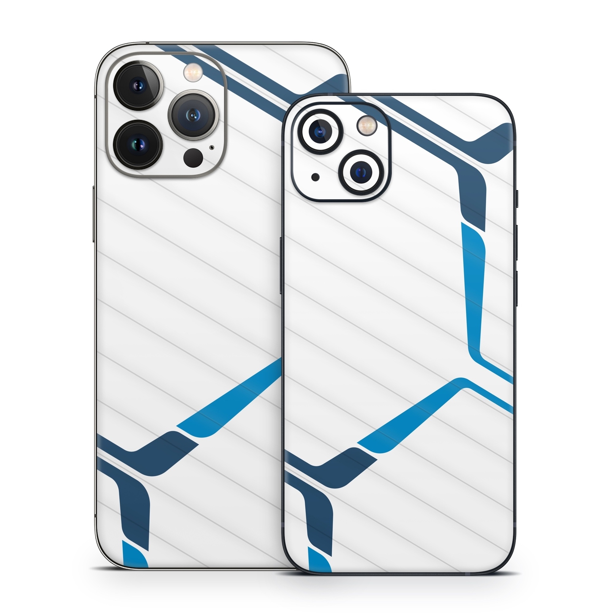 iPhone 13 Series Skin design of Textile, Sleeve, Font, Parallel, Pattern, Electric blue, Jersey, Sportswear, Symmetry, Graphics, with white, blue colors