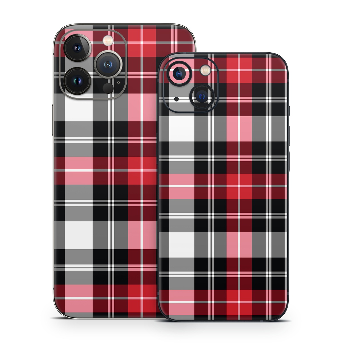 iPhone 13 Series Skin design of Plaid, Tartan, Pattern, Red, Textile, Design, Line, Pink, Magenta, Square, with black, gray, pink, red, white colors