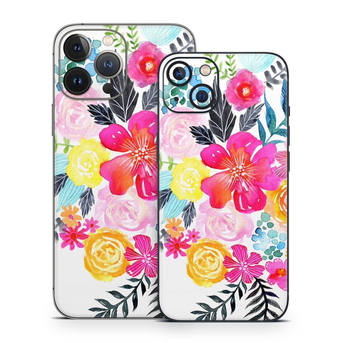 iPhone 13 Series Skin design of Flower, Clip art, Bouquet, Plant, Illustration, Floral design, Pink, Petal, Botany, Design, with white, pink, orange, red, yellow, blue, black, green colors