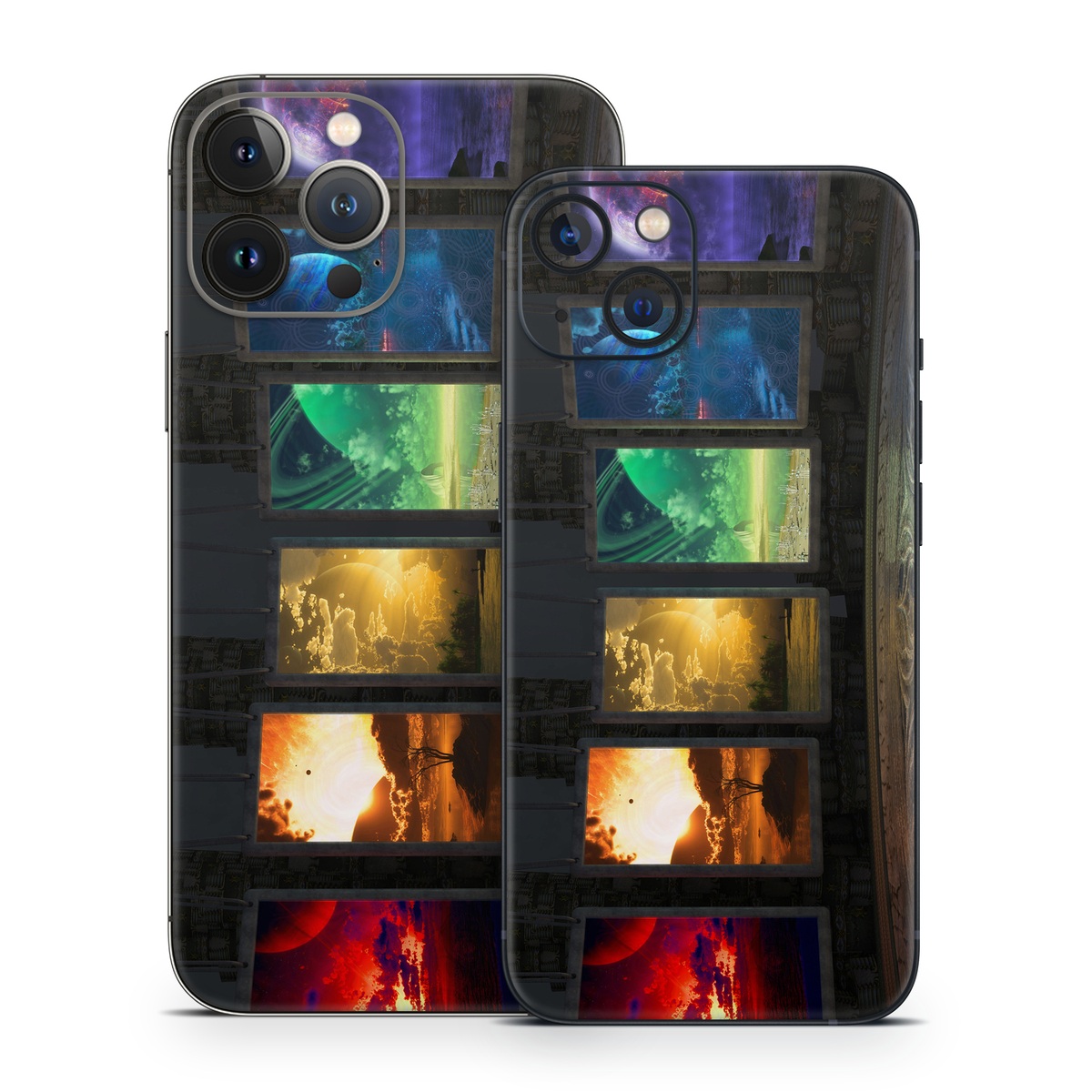 iPhone 13 Series Skin design of Light, Lighting, Water, Sky, Technology, Night, Art, Geological phenomenon, Electronic device, Glass, with black, red, green, blue colors